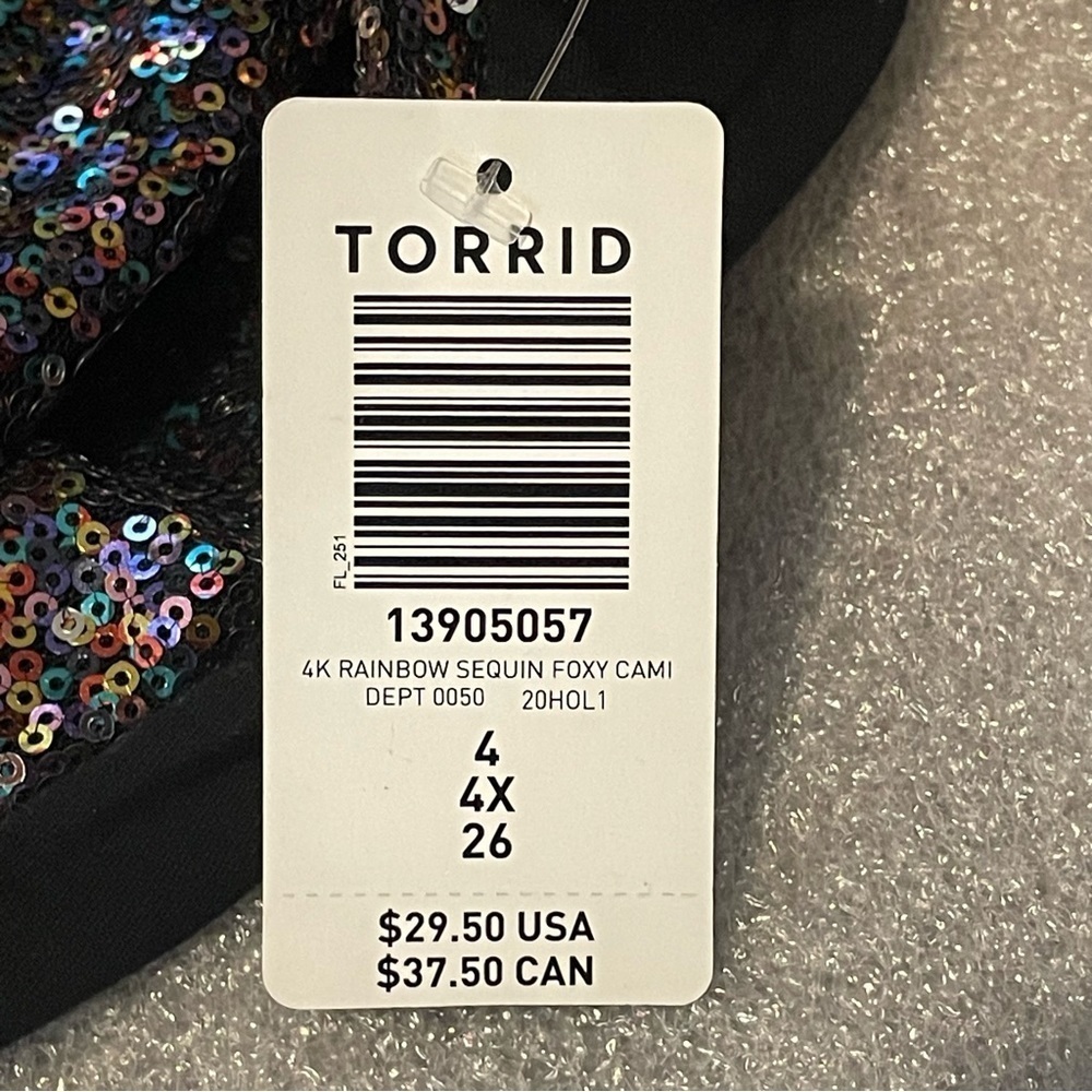New Torrid rainbow sequin black scoop neck cami size 4x 26 - Picture 3 of 10